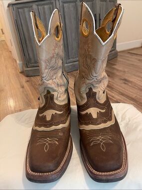 Men's Reyme Two-Tone Brown and Cream Western Cowboy Boots